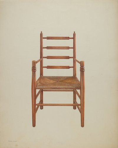 Sandalye, Rüşt Oturaklı Çam, c.1939 (kağıt üzerine guaj) by Frank M. Keane