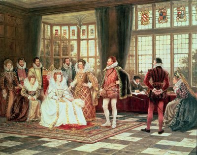 Kraliçe I. Elizabeth (1533-1603) Sarayda by Frank Moss Bennett