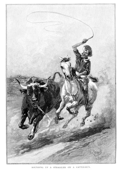 Bir Sığır Koşusunda Bir Başsız Adamı Yuvarlamak, Avustralya, 1886 by Frank P. Mahony
