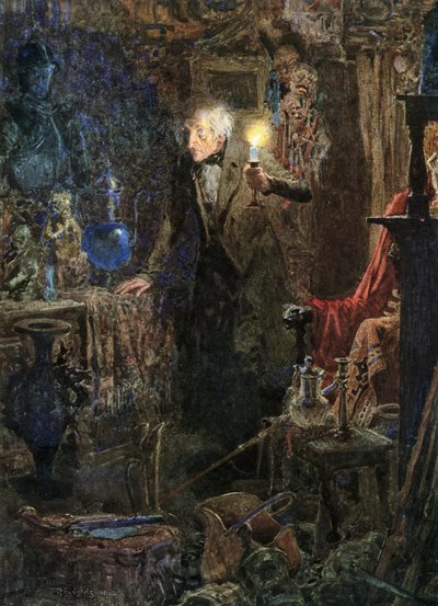 The Old Curiosity Shop (renkli taş baskı) by Frank Reynolds