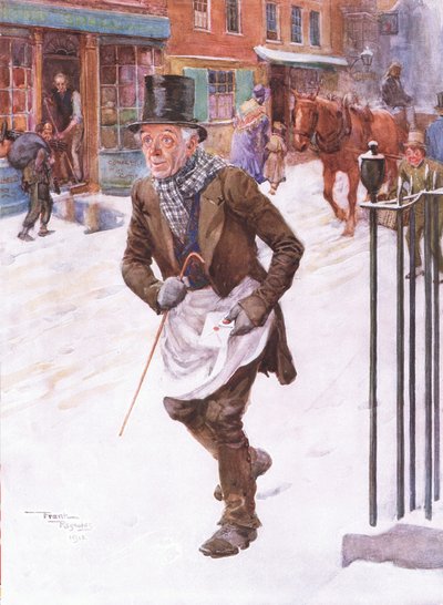 Trotty Veck (The Chimes) (renkli taş baskı) by Frank Reynolds