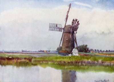 Norfolk Broads: Stokesby üzerinde Mill Country (renkli taş) by Frank Southgate
