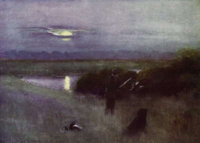Norfolk Broads: Ayın Doğuşu, Uçuşta (renkli taş) by Frank Southgate