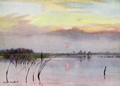 Norfolk Broads: Sunset, Heigham Sounds (renkli taş) by Frank Southgate