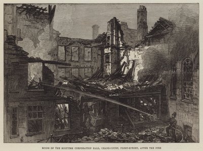 Yangından sonra İskoç Corporation Hall, Crane-Court, Fleet-Street kalıntıları by Frank Watkins