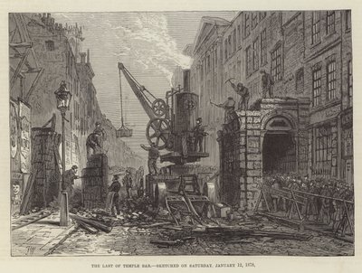 12 Ocak 1878 Cumartesi günü çizilen Temple Bar'ın Sonu by Frank Watkins