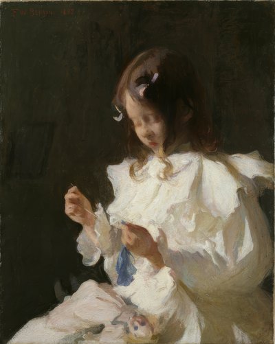 Dikiş diken bir çocuğun portresi by Frank Weston Benson