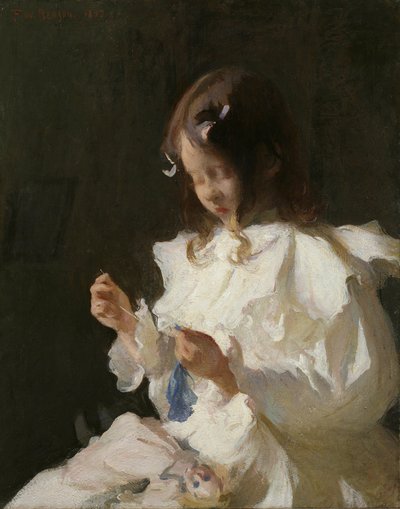 Dikiş diken bir çocuk portresi by Frank Weston Benson