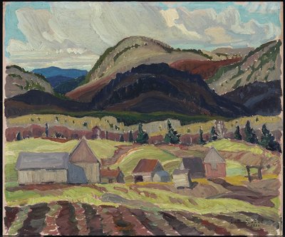 Çiftlik Binaları, La Cloche, 1932 (lamine karton üzerine yağlı boya) by Franklin Carmichael