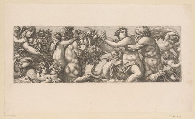 Suda satirler ve nereidler ile Bacchus Suyun kenarındaki mitolojik figürler (dizi başlığı) by François Bignon (attributed to)