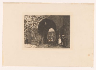 Gezicht Porte de St. Malo Te Dinan Ressam F. Bonvin tarafından çizilmiş ve oyulmuş on gravür (Seri Başlığı) by François Bonvin