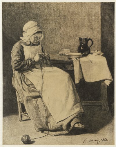 Hizmetçi Örgüsü, 1861 by François Bonvin