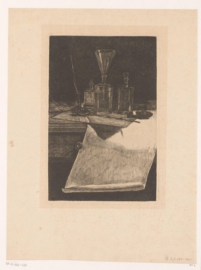 Stilleven tanıştırsınstrumenten Altı gravür, ressam F. Bonvin tarafından çizilmiş ve oyulmuş (seri başlığı) by François Bonvin