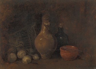 Dört meyve, cam ve çömlek ile natürmort by François Bonvin