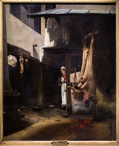 Domuz veya Derisi Yüzülmüş Bir Domuzun Bulunduğu Avlunun İçi by François Bonvin