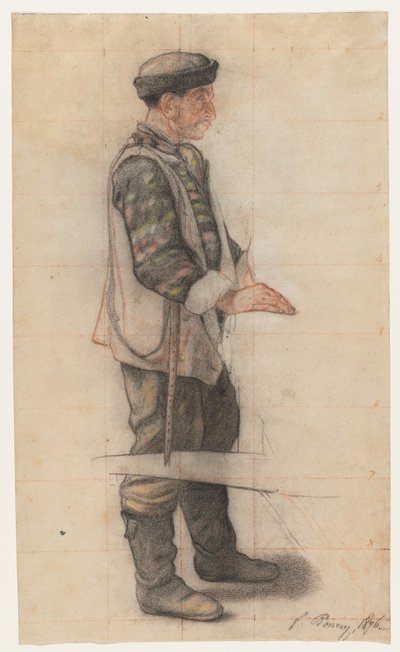Düşmüş Çatı Ustası için Sedye Taşıyıcı Çalışması, 1876. by François Bonvin