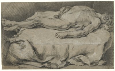 Yatan Erkek Çıplak Anatomik Çalışması by François Boucher (manner of)