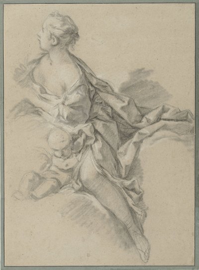 Bir kadının incelenmesi (Clytia); "Les Amours des Dieux (1747-1750)" serisinden dokuzuncu goblen olan "Apollo ve Clytia" için hazırlık çalışması by François Boucher (workshop of)