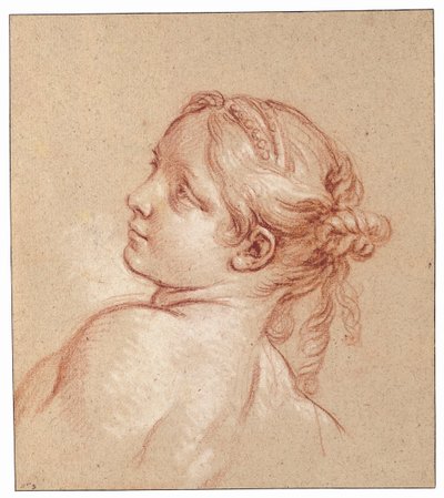 Bir Kız, Göğüs Boyu, Başı Sola Eğilmiş by François Boucher