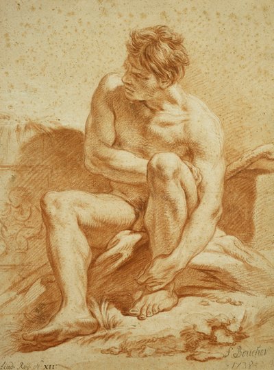 Asalı Oturan Çıplak, Sola Puttili Bir Rölyef, 1738 by François Boucher