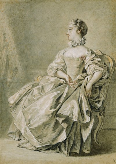 Sol Profilde Oturan Genç Bir Kadın, by François Boucher
