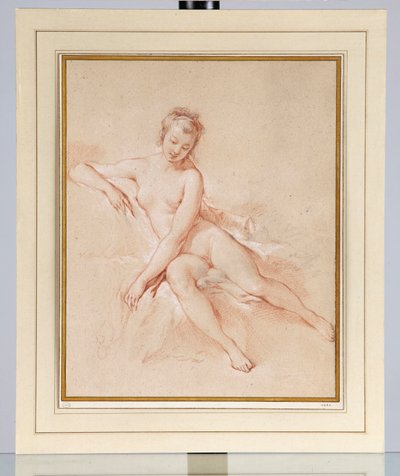 Oturmuş bir kadın çıplak by François Boucher