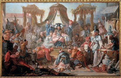 Çin İmparatorunun Seyircileri Tebaalar imparatorun önünde secde ederler. Francois Boucher tarafından yapılan boyama by François Boucher