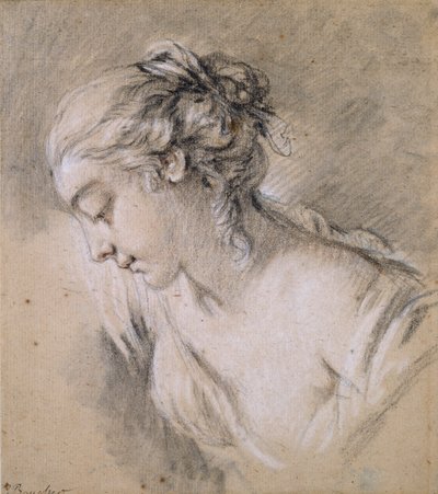 Profilden bir Kız Büstü, 18. yüzyılın ortalarından sola by François Boucher