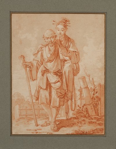 Çinli çift bir manzarada by François Boucher