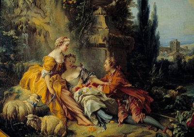 Francois Boucher (1703-1770) 18. yüzyıla ait Conversation Champetre Tablosu by François Boucher