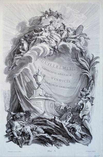William III, Orange Prensi ve İngiltere Kralı (1650-1702) mezarındaki bir dizi kalas için cephe. Francois Boucher (1703-1770) tarafından 18. yüzyıl çizimi. Paris, Louvre Müzesi by François Boucher