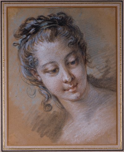 Sağa bakan genç bir kızın başı by François Boucher