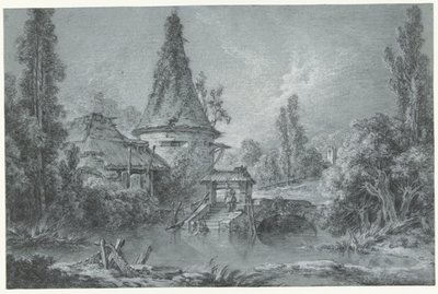 Beauvais yakınlarında bir kule ile manzara by François Boucher