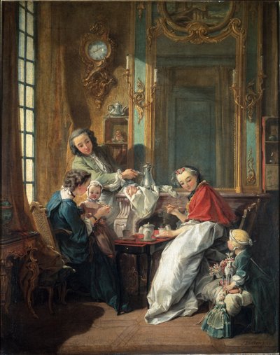 Burjuva bir iç mekanda öğle yemeği sahnesi by François Boucher