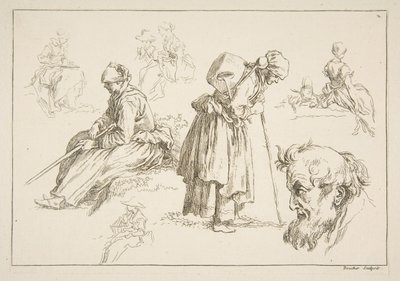 Eskizler Sayfası, 1753. by François Boucher