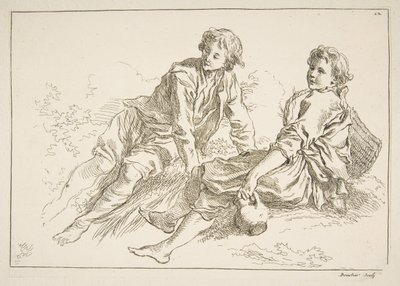 Eskizler Sayfası, 1753. by François Boucher