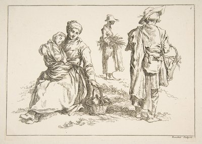 Eskizler Sayfası, 1753. by François Boucher