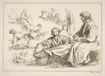Eskizler Sayfası, 1753. by François Boucher