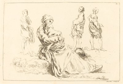 Oturan Anne ve Çocuğu İçeren Figür Çalışmaları by François Boucher after Abraham Bloemaert