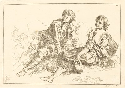 Yatan Çoban Çocuklar by François Boucher after Abraham Bloemaert