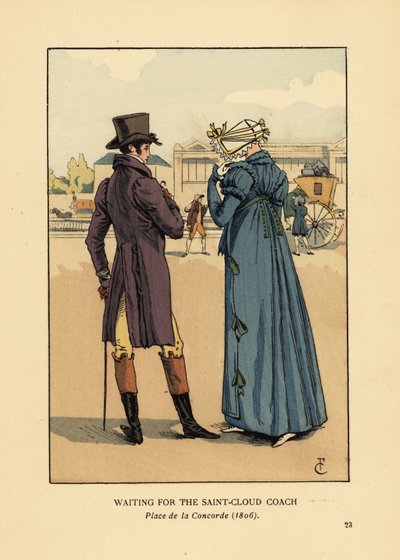 Saint-Cloud koçunu bekleyen çift, Place de la Concorde by François Courboin