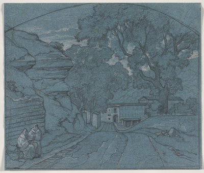 İki Keşişli Manzara by François Edouard Bertin