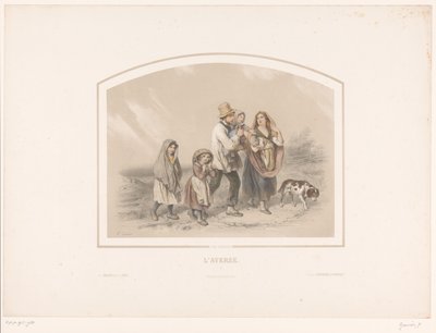 Sağanak L'Averse'de köpekli aile (nesnedeki başlık) by François Grenier