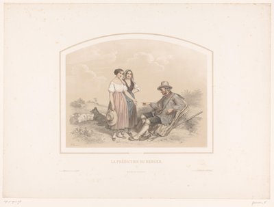 Yaşlı çoban iki çoban kıza geleceği tahmin ediyor La prédiction du berger (nesnedeki başlık) by François Grenier