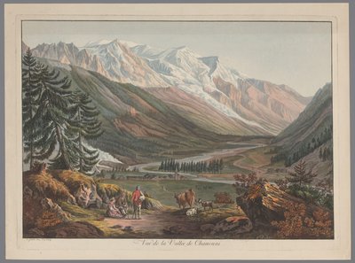 Chamonix Vue de la Vallée de Chamouni'deki vadinin görünümü (nesnedeki başlık) by François Guillaume Lardy (possibly)