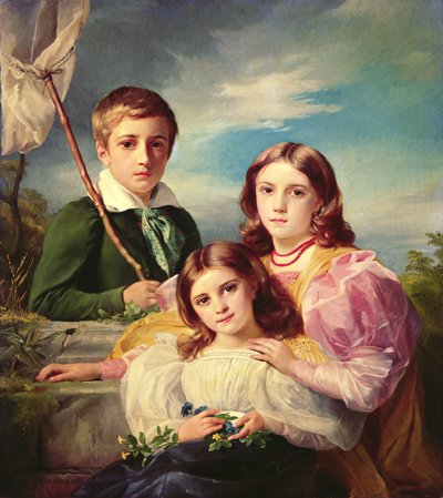 Leon Suys ve iki kız kardeşi, 19. yüzyıl by François Joseph Navez