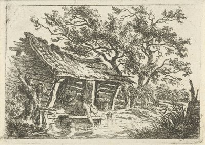Bir ahır ile manzara by François Joseph Pfeiffer (II)