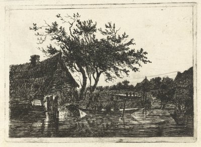 Çiftlik ile nehir manzarası by François Joseph Pfeiffer (II)