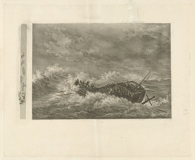 Batan gemi ile fırtınalı deniz by François Joseph Pfeiffer (II)