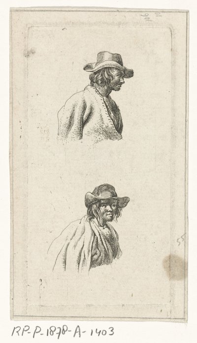 Şapkalı iki erkek büst by François Joseph Pfeiffer (II)